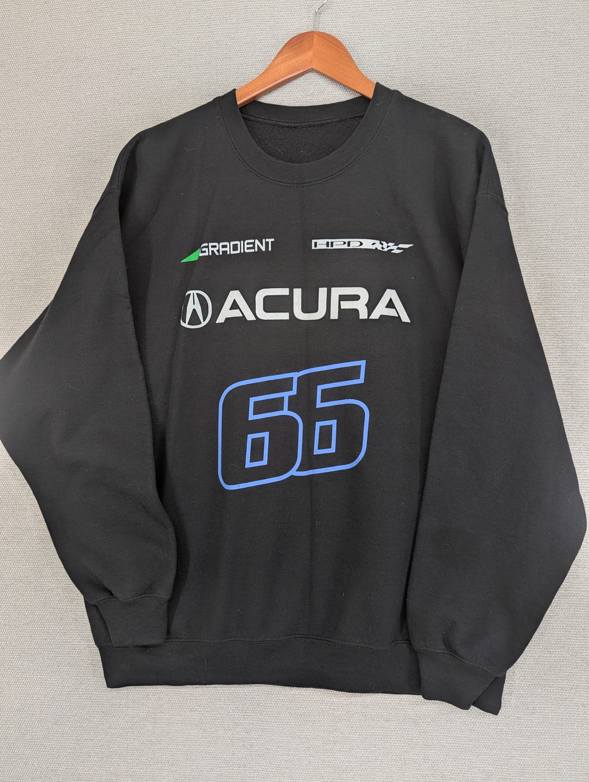 Gradient Racing Acura Hpd 66 Crew Sweatshirt Size Large Black Motorsports